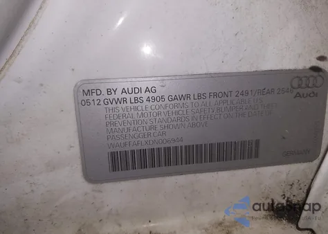 2013 Audi A4 2.0T Premium from USA, damaged, VIN WAUFFAFLXDN006944
